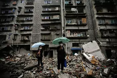 A powerful aftershock destroyed tens of thousands of homes in central China